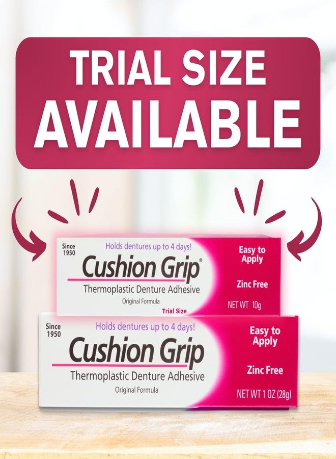 Cushion Grip Thermoplastic Denture Adhesive, 0.35 oz Travel Size (Pack of 3) – Refits and Tightens Loose Dentures for Up to 4 Days | Non-Glue, Zinc-Free, Waterproof Formula, Acts Like a Soft Reliner - Image 2